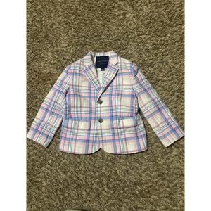Janie and Jack Linen Blend Blazer 3 Plaid